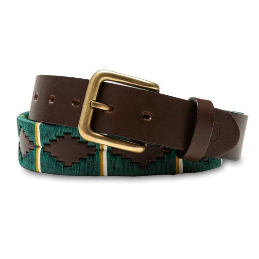 Duck Head Woven Leather Belt - Forest Green