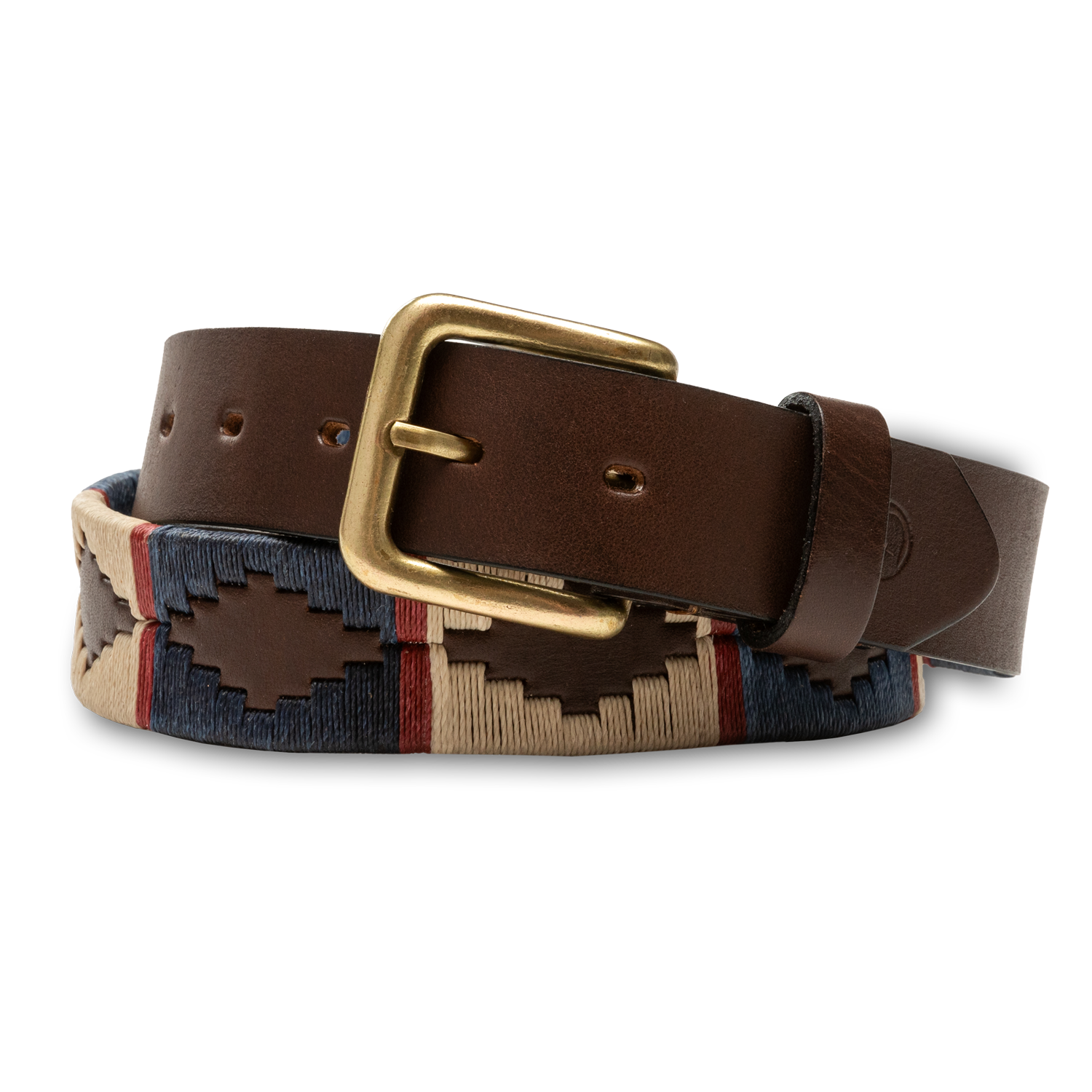 Duck Head Woven Leather Belt - Navy