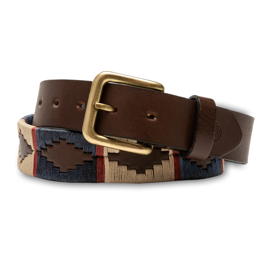 Duck Head Woven Leather Belt - Navy