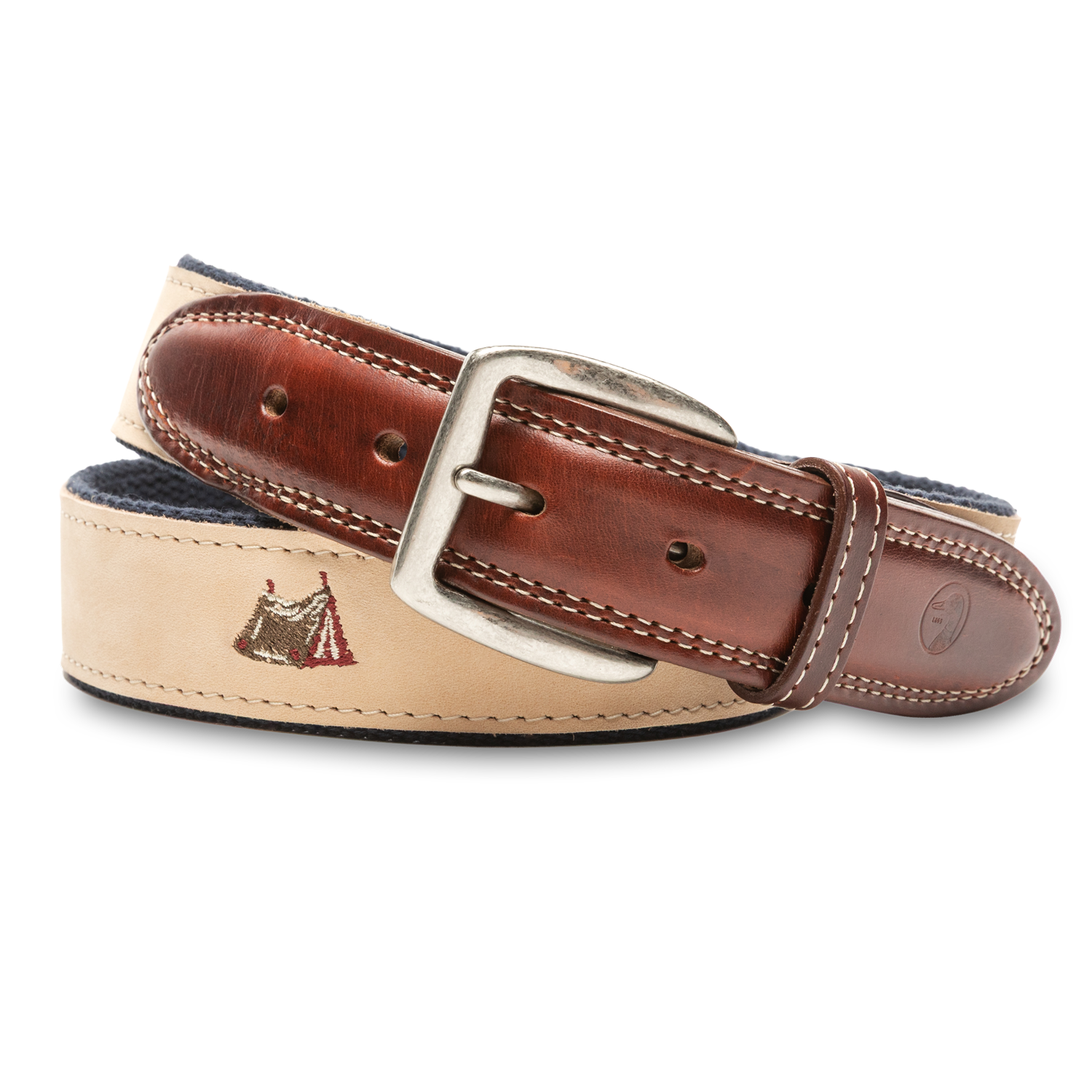 Duck Head Nubuck Leather Embroidered Belt - Birch Cream