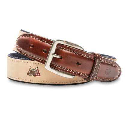 Duck Head Nubuck Leather Embroidered Belt - Birch Cream