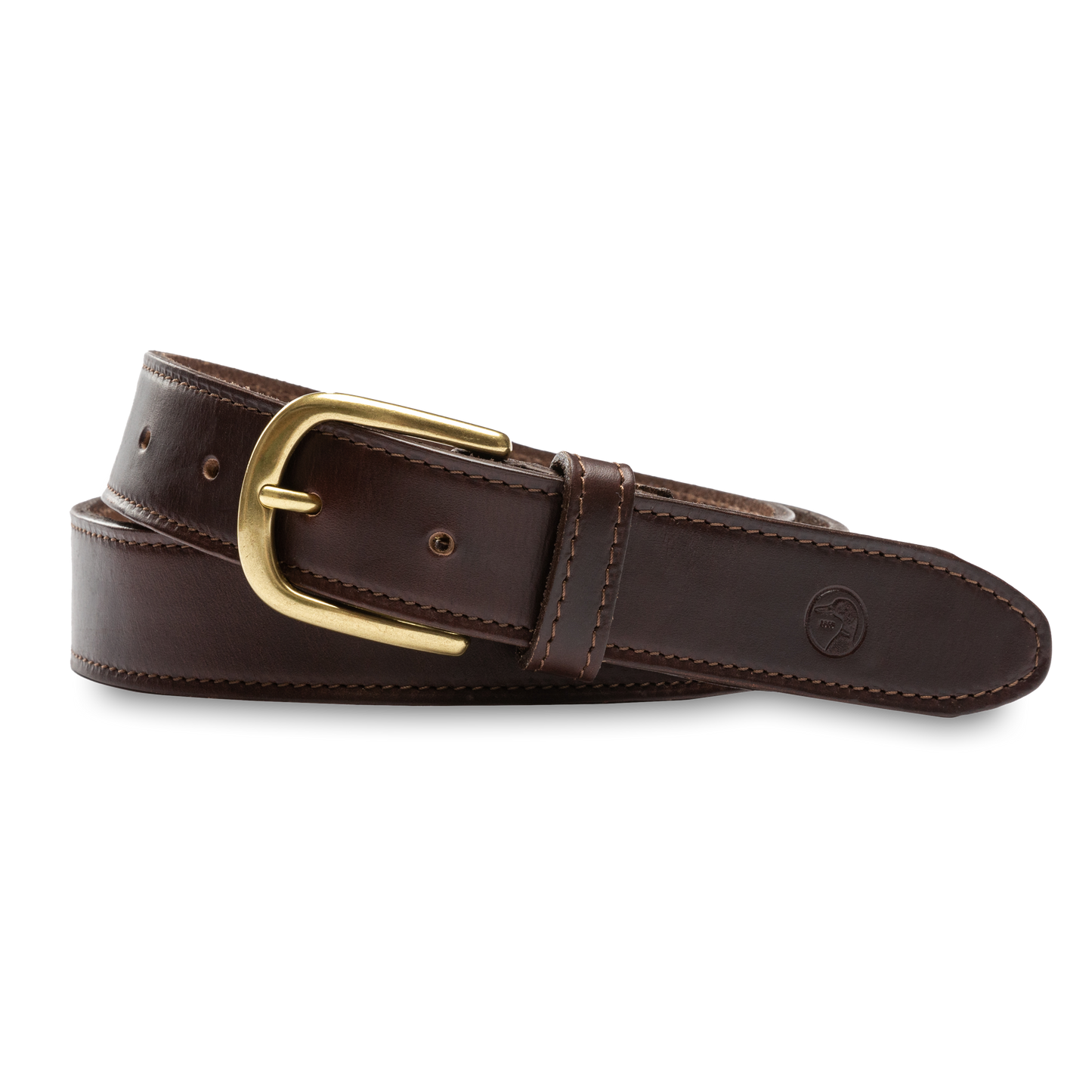 Duck Head Dark Brown Leather Belt - Dark Brown with Brass Buckle