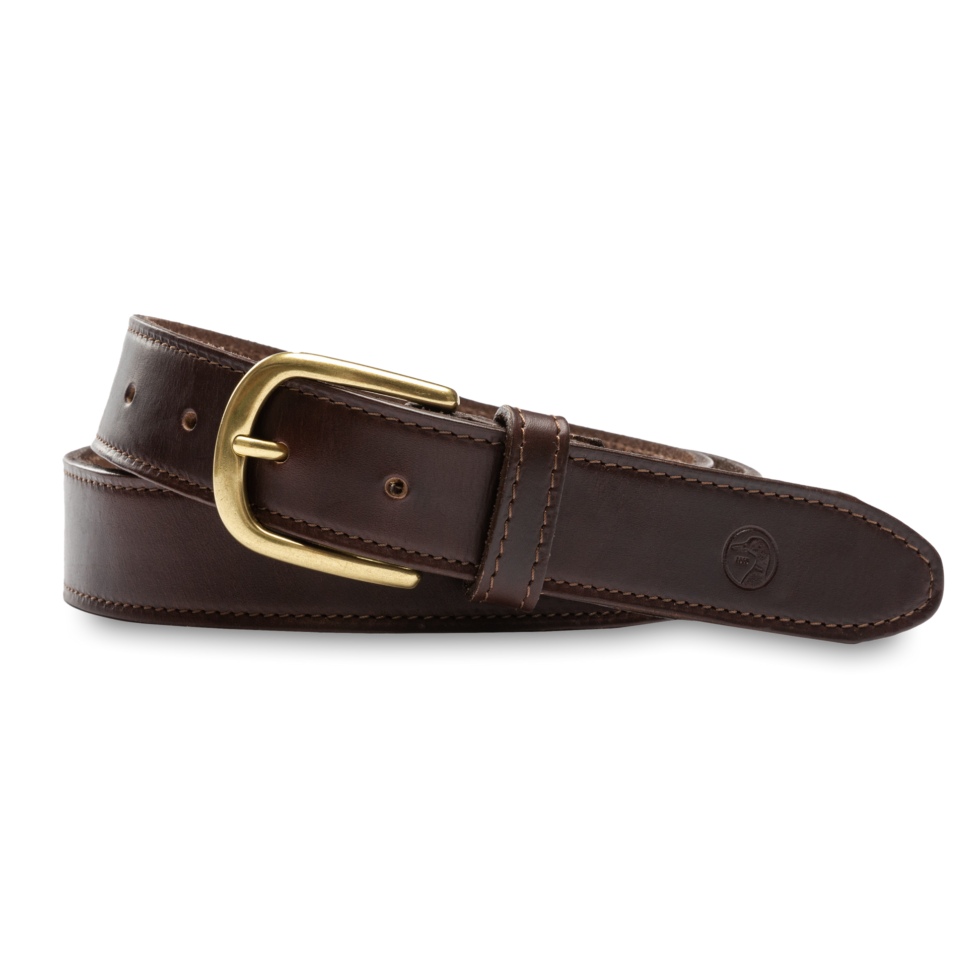 Duck Head Dark Brown Leather Belt - Dark Brown with Brass Buckle