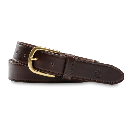 Duck Head Dark Brown Leather Belt - Dark Brown with Brass Buckle