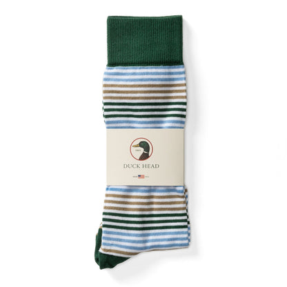 Duck Head Multi Striped Sock - Hunter Green