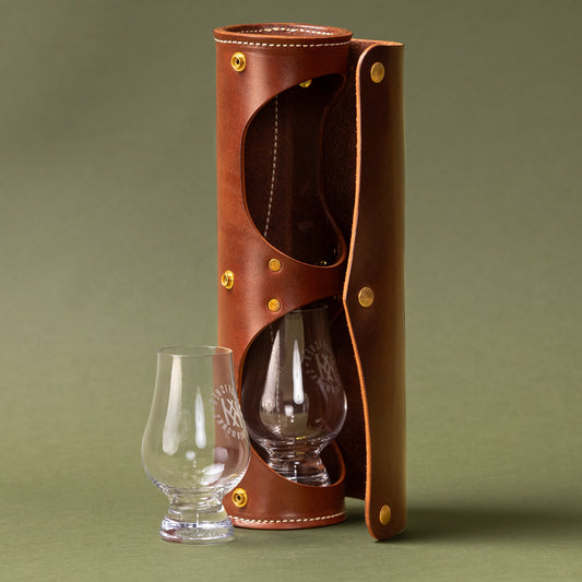 Duck Head Leather Bourbon Glass Case