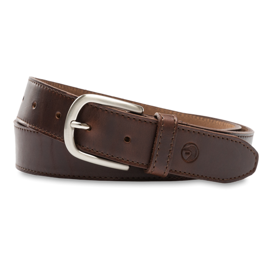 Duck Head Dark Brown Leather Belt - Dark Brown with Nickel Buckle