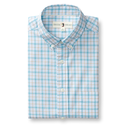 Duck Head Cotton Twill Sport Shirt - York Plaid - Lake Blue