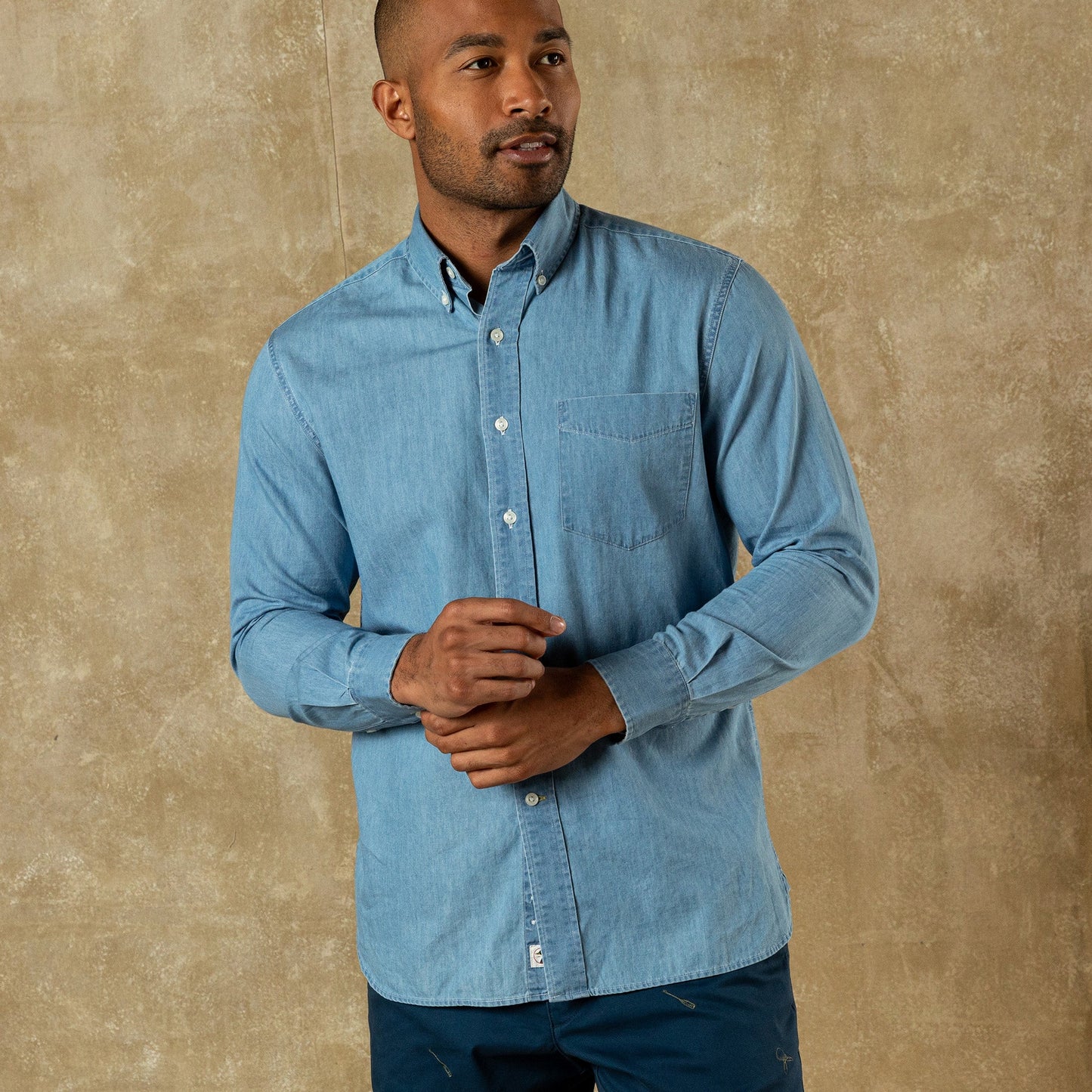 Duck Head Denim Twill Sport Shirt - Dustin Solid - Denim