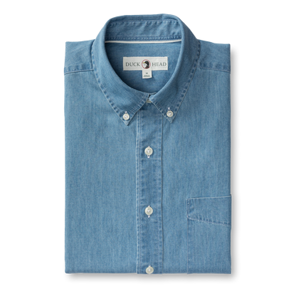 Duck Head Denim Twill Sport Shirt - Dustin Solid - Denim