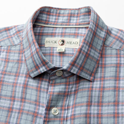 Duck Head Linen Poplin Sport Shirt - Piers Plaid - Sky Blue