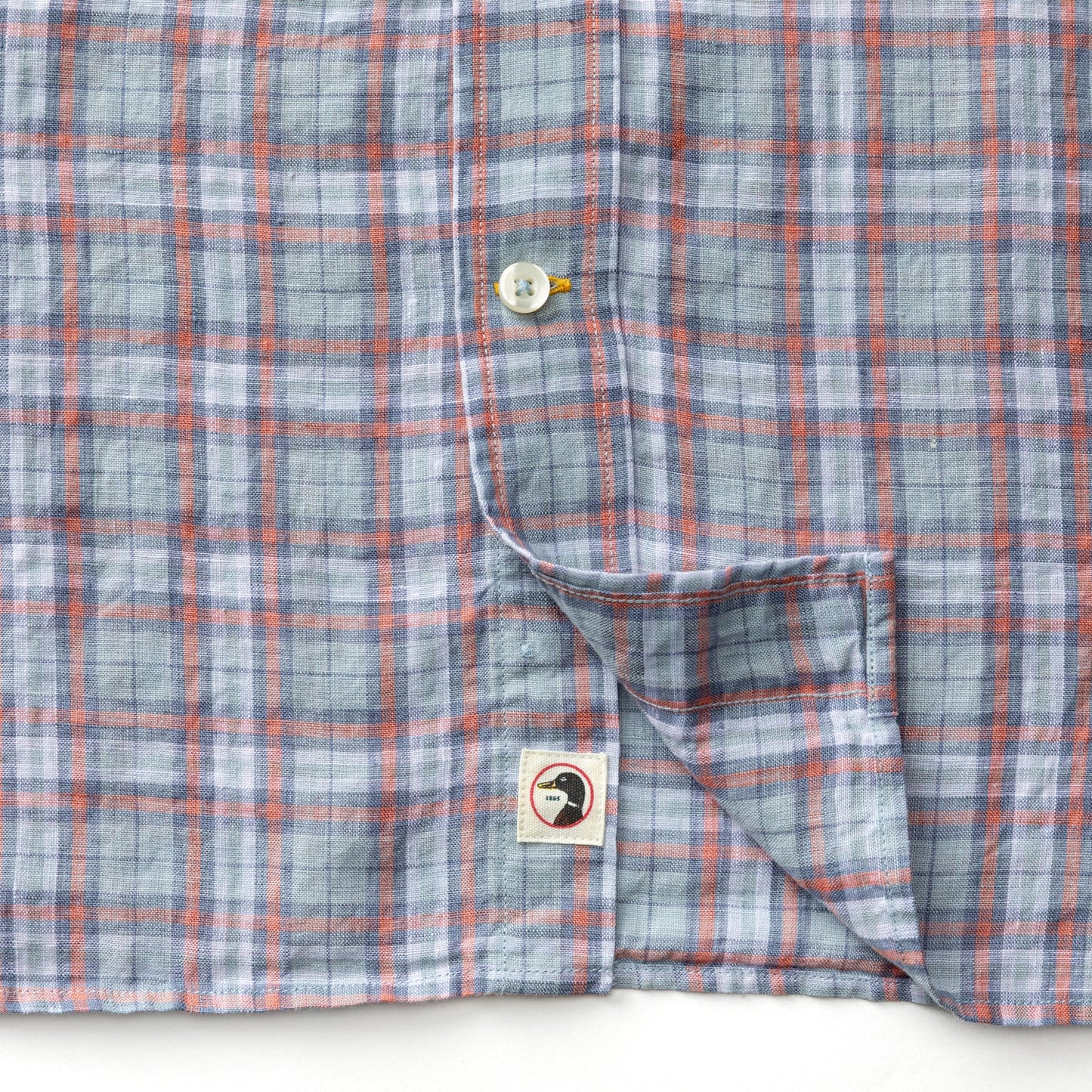 Duck Head Linen Poplin Sport Shirt - Piers Plaid - Sky Blue