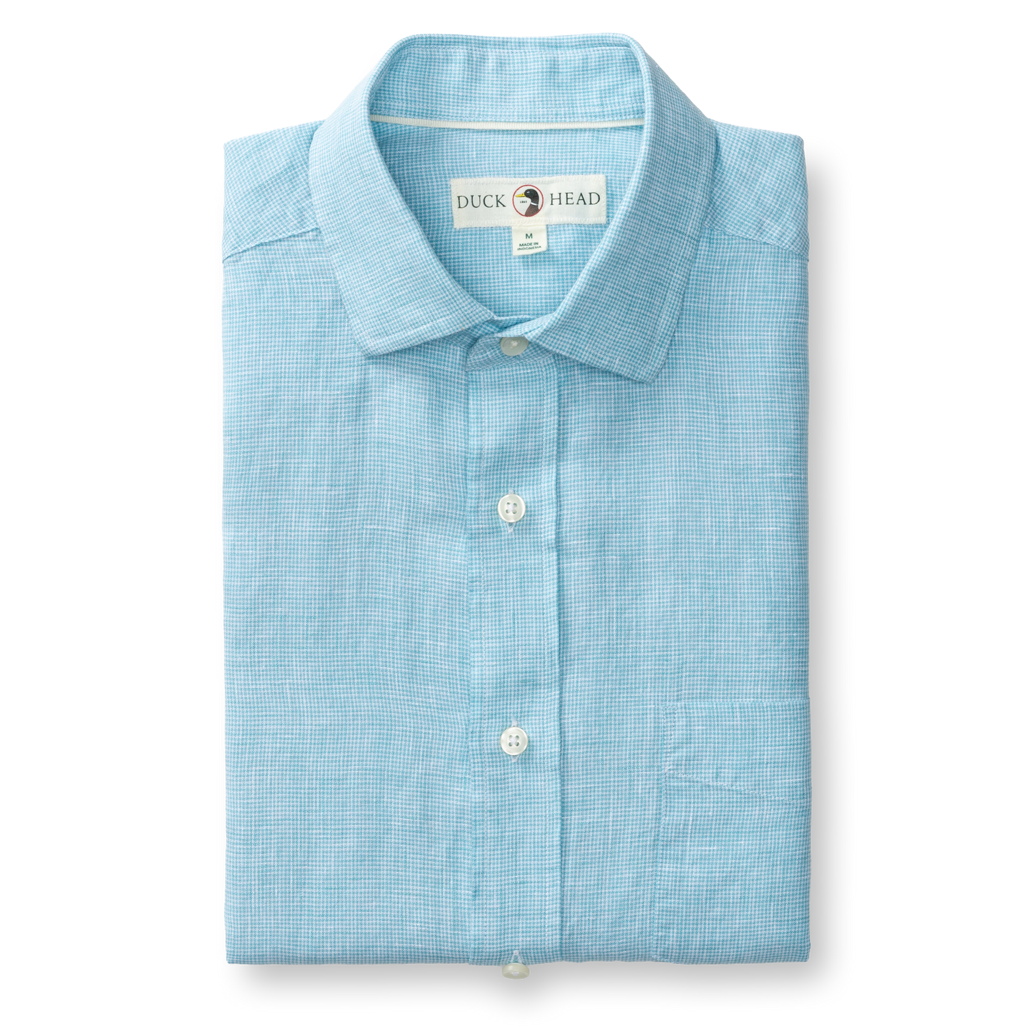 Duck Head Linen Poplin Sport Shirt - Fenton Plaid - Lake Blue