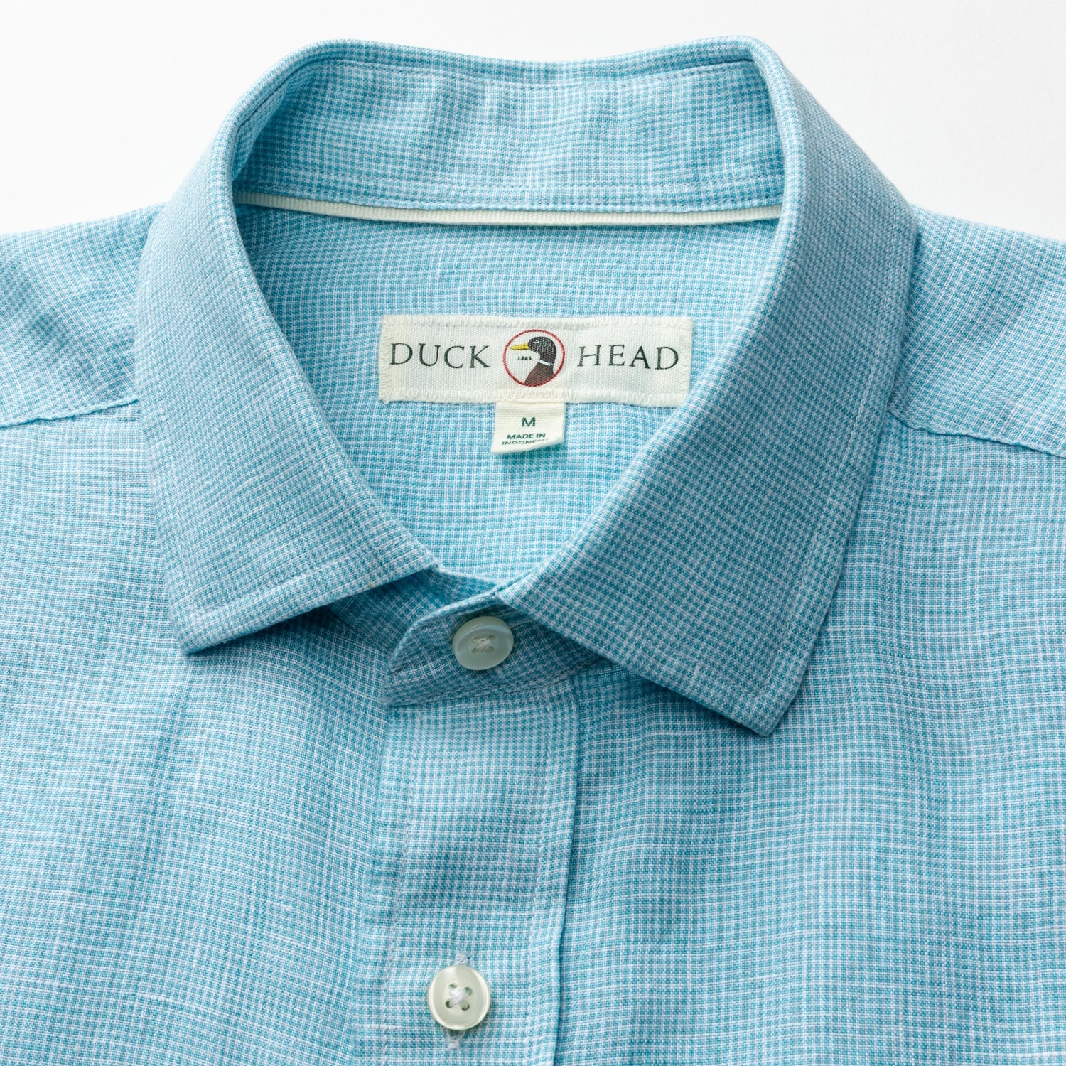 Duck Head Linen Poplin Sport Shirt - Fenton Plaid - Lake Blue