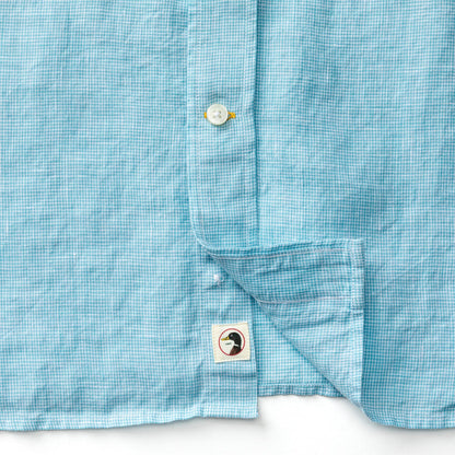 Duck Head Linen Poplin Sport Shirt - Fenton Plaid - Lake Blue