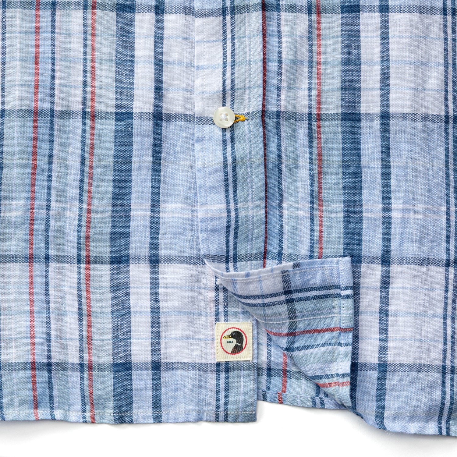 Duck Head Linen Poplin Sport Shirt - Bridger Plaid - Serenity Blue