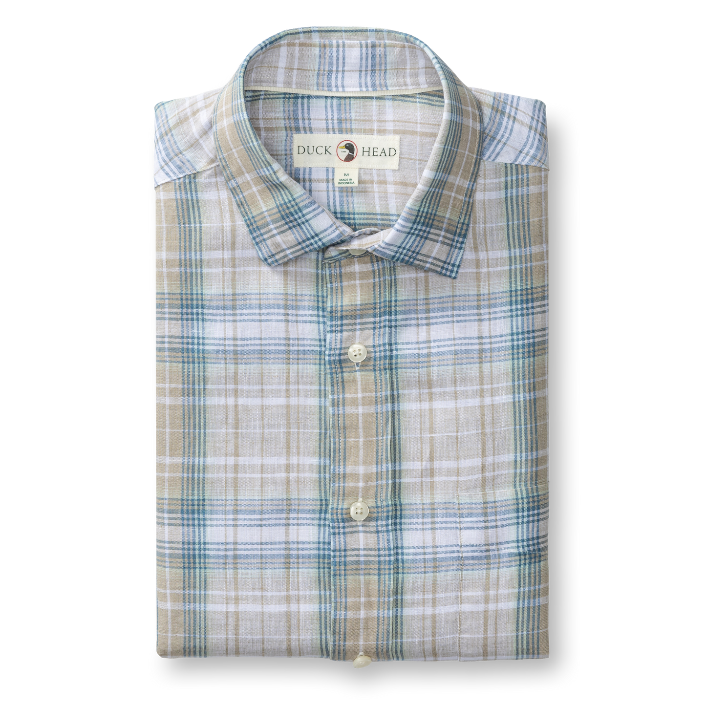 Duck Head Linen Poplin Sport Shirt - Chaplin Plaid - Sandstone