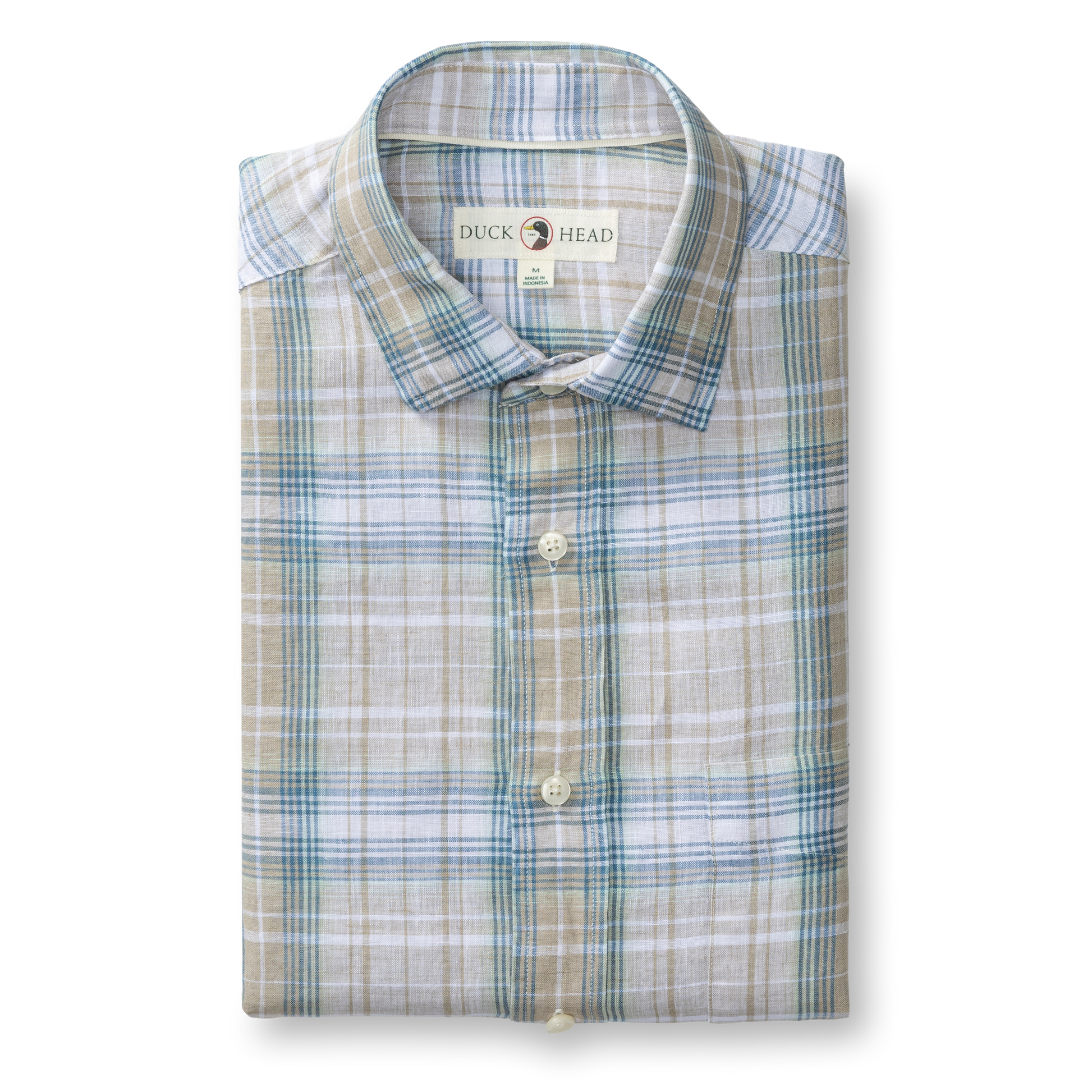 Duck Head Linen Poplin Sport Shirt - Chaplin Plaid - Sandstone