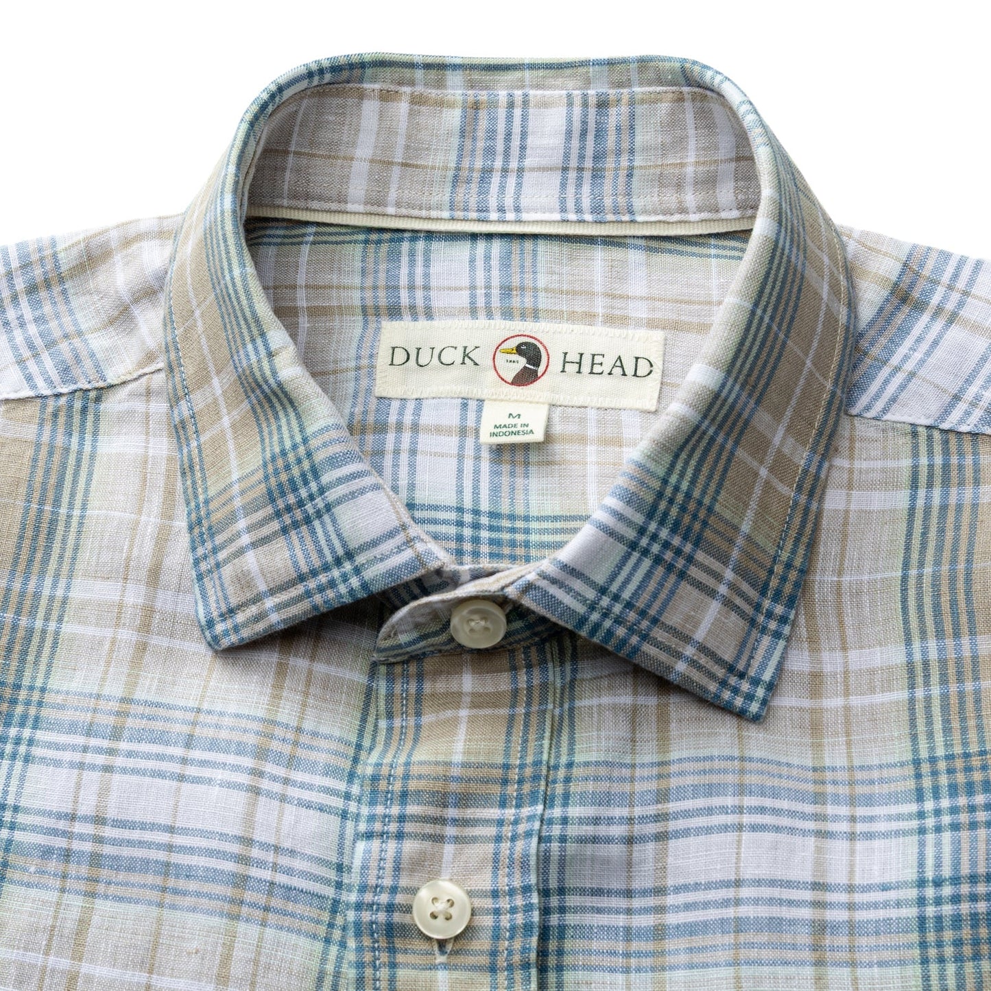 Duck Head Linen Poplin Sport Shirt - Chaplin Plaid - Sandstone