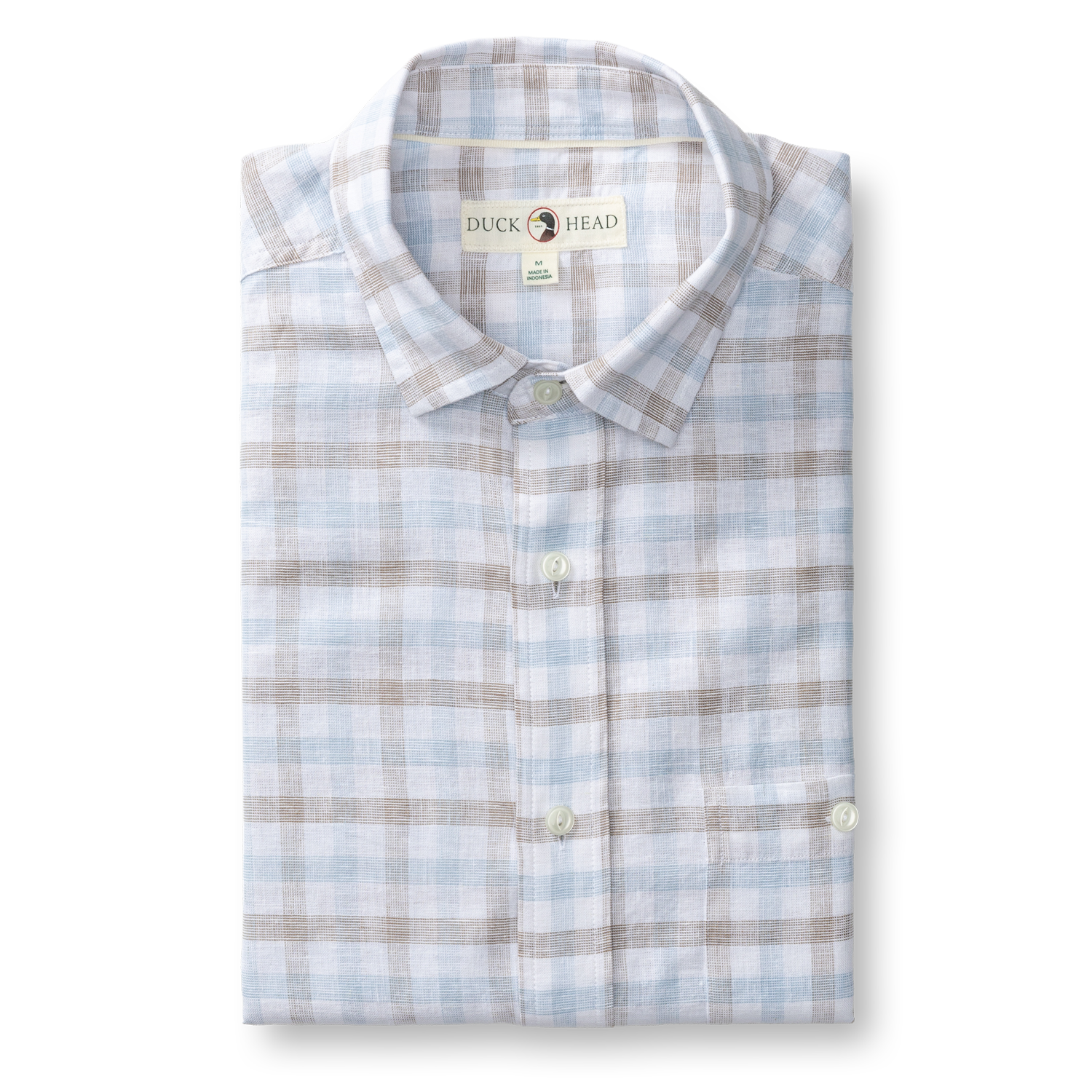 Duck Head Linen Cotton Oxford Sport Shirt - Norwood Plaid - Clay