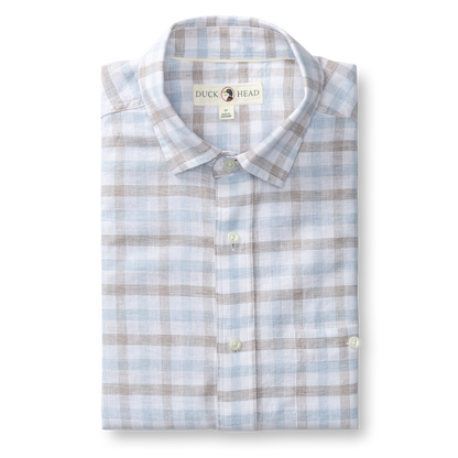 Duck Head Linen Cotton Oxford Sport Shirt - Norwood Plaid - Clay