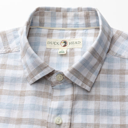 Duck Head Linen Cotton Oxford Sport Shirt - Norwood Plaid - Clay