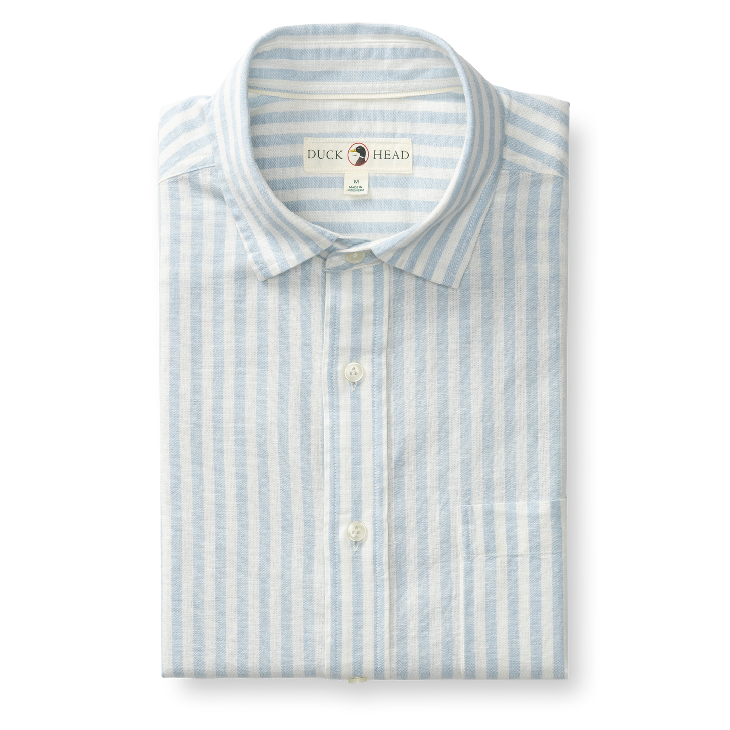 Duck Head Linen Cotton Oxford Sport Shirt - Baxter Stripe - Sky Blue