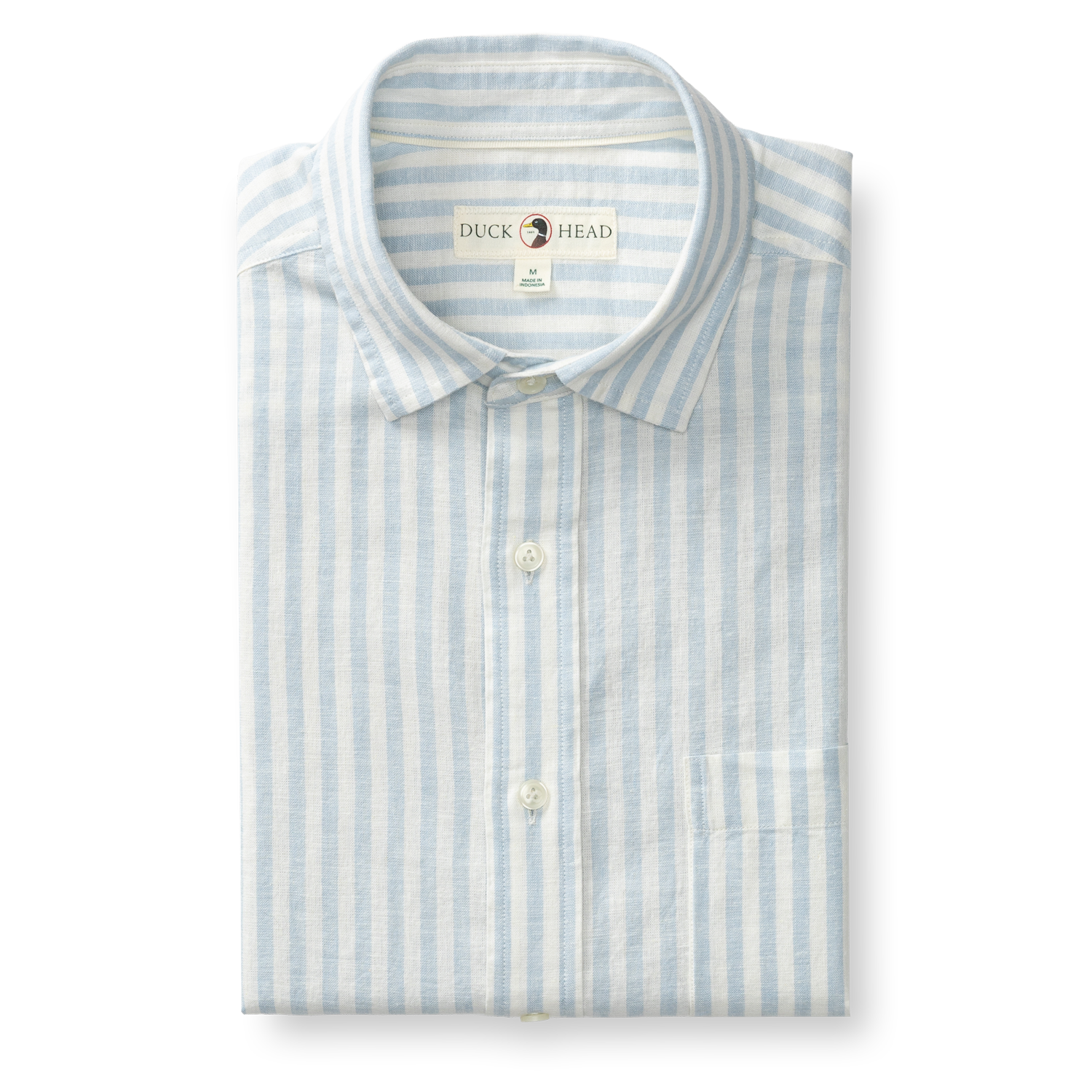 Duck Head Linen Cotton Oxford Sport Shirt - Baxter Stripe - Sky Blue