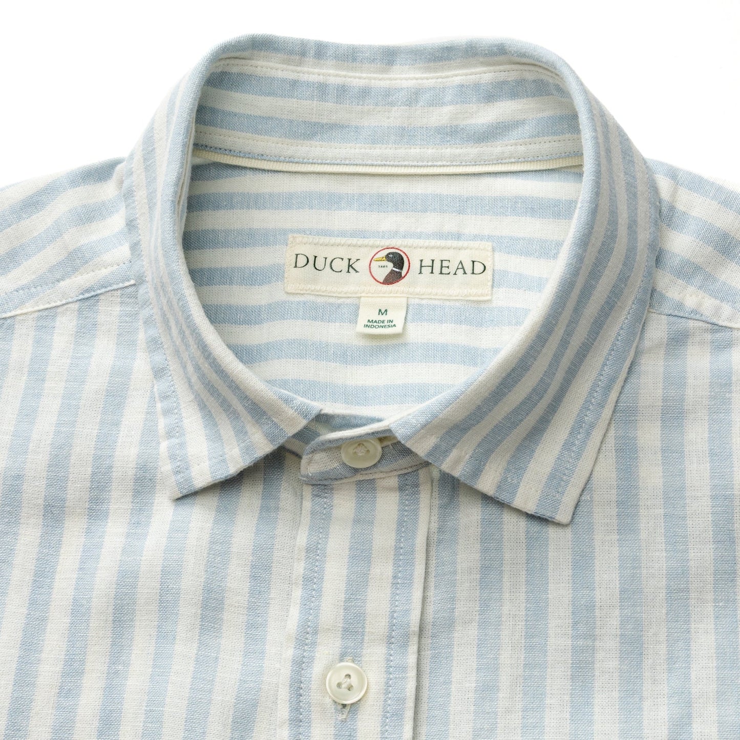 Duck Head Linen Cotton Oxford Sport Shirt - Baxter Stripe - Sky Blue