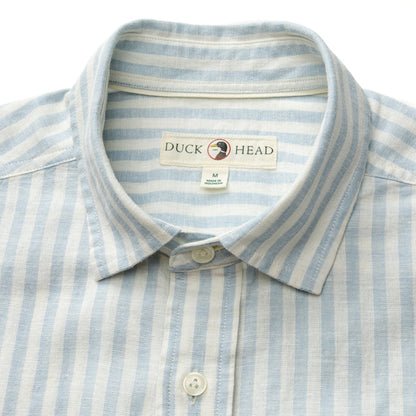 Duck Head Linen Cotton Oxford Sport Shirt - Baxter Stripe - Sky Blue