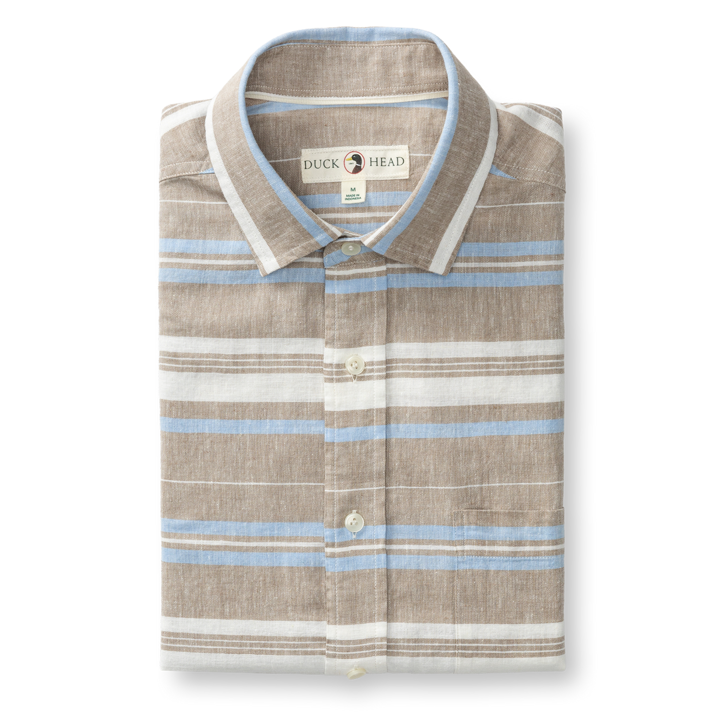 Duck Head Linen Cotton Oxford Sport Shirt - Matthews Stripe - Clay