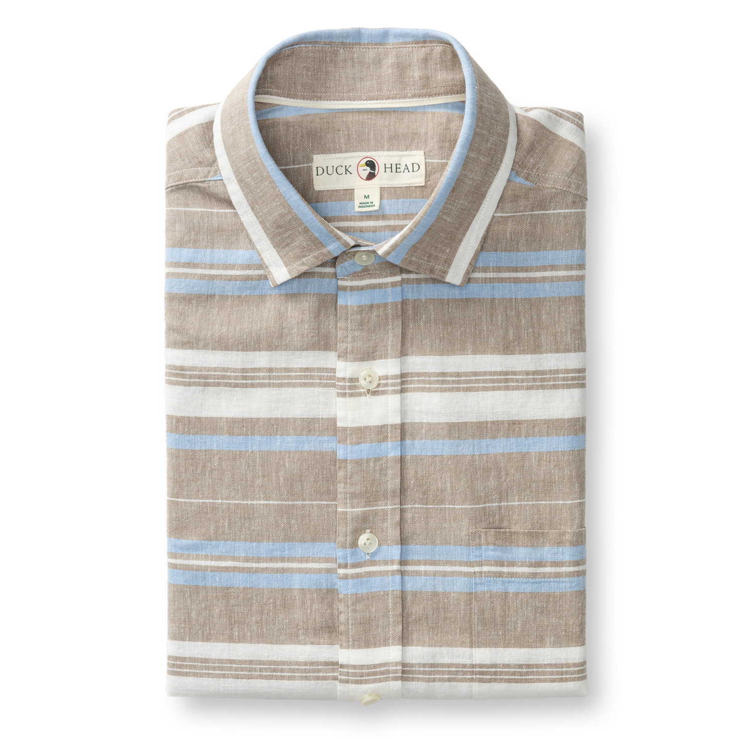 Duck Head Linen Cotton Oxford Sport Shirt - Matthews Stripe - Clay