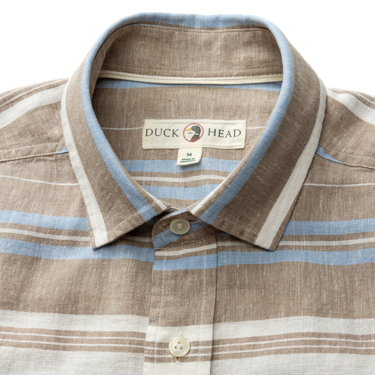 Duck Head Linen Cotton Oxford Sport Shirt - Matthews Stripe - Clay