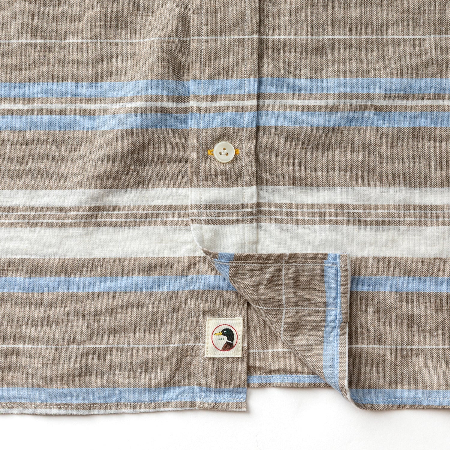 Duck Head Linen Cotton Oxford Sport Shirt - Matthews Stripe - Clay