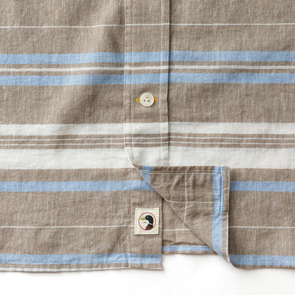 Duck Head Linen Cotton Oxford Sport Shirt - Matthews Stripe - Clay