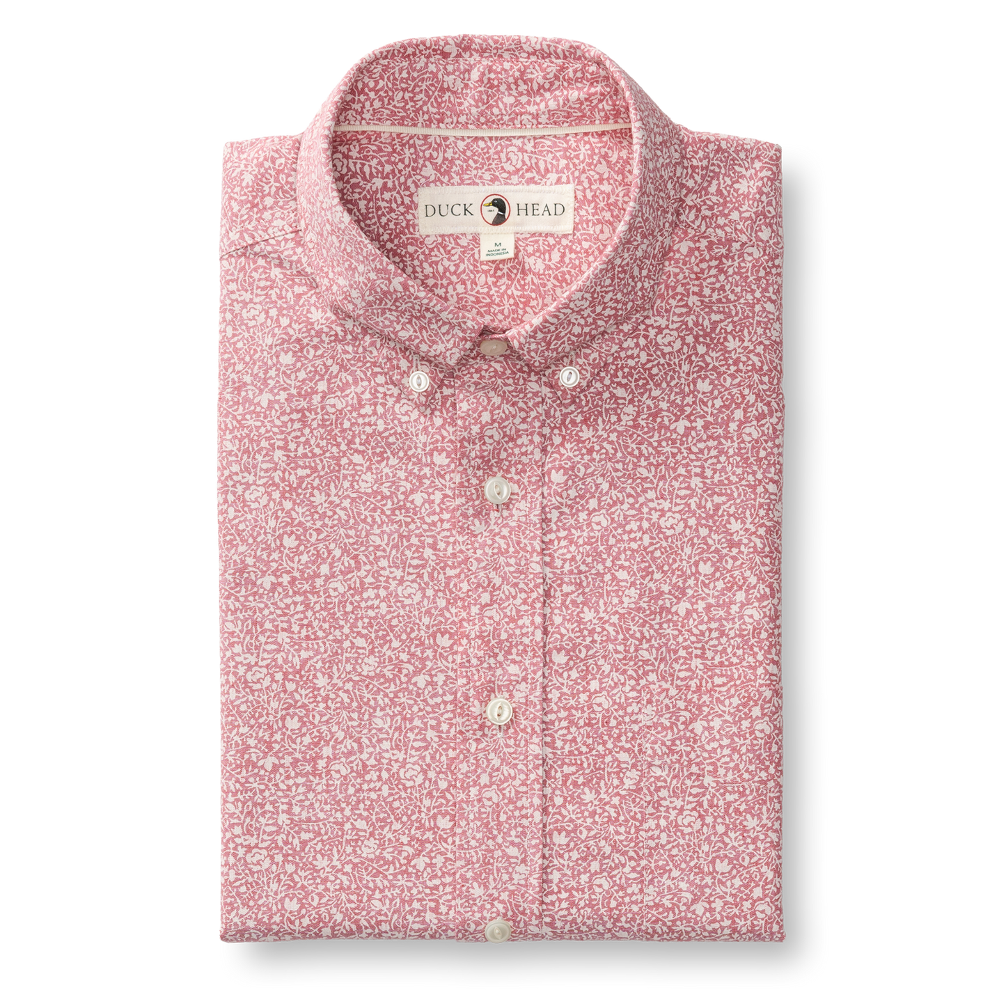 Duck Head Cotton Chambray Sport Shirt - Woodville Floral - Rosewood