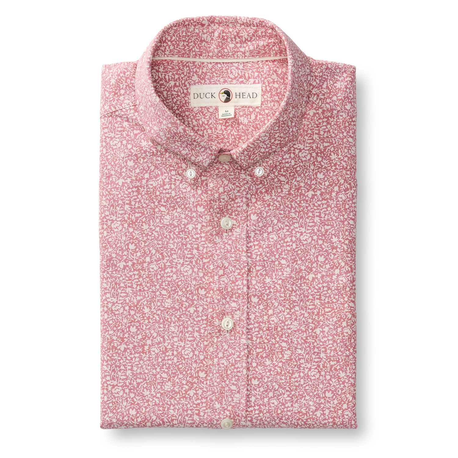 Duck Head Cotton Chambray Sport Shirt - Woodville Floral - Rosewood