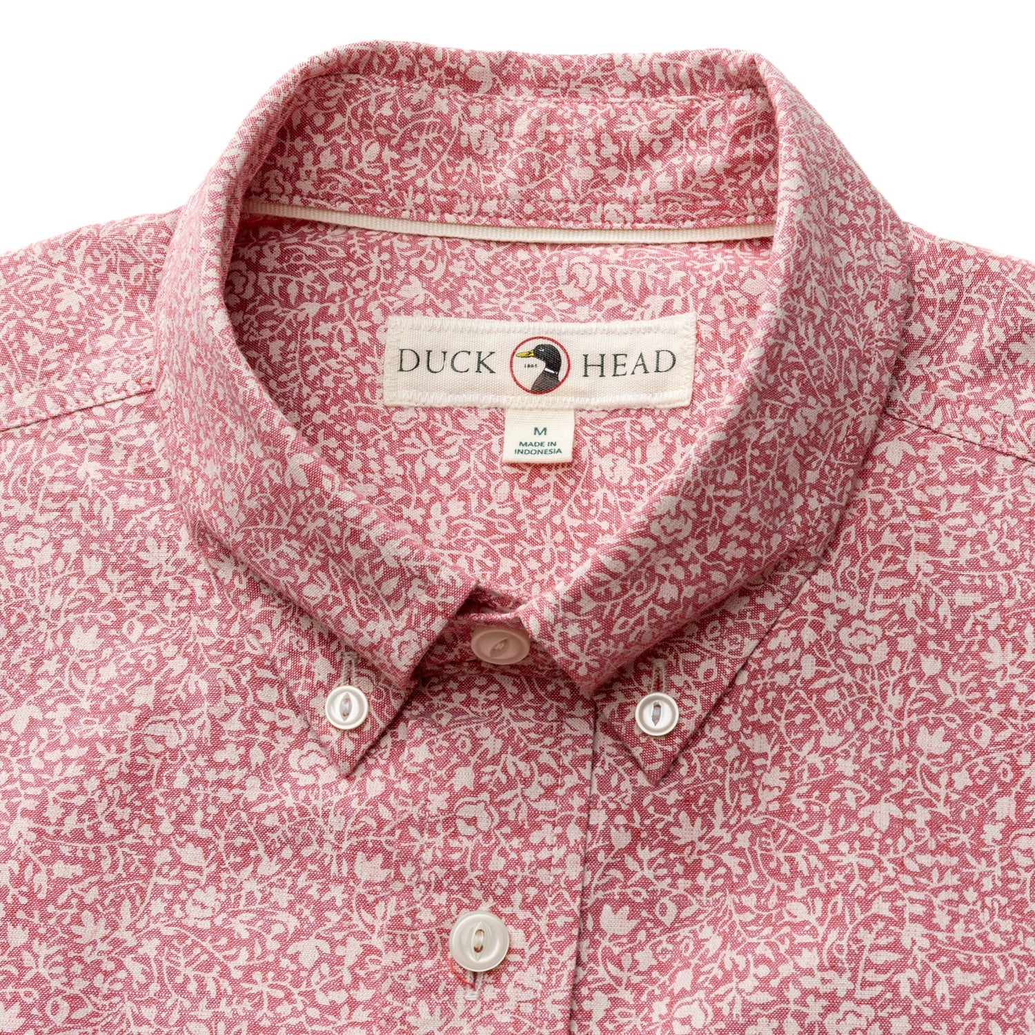 Duck Head Cotton Chambray Sport Shirt - Woodville Floral - Rosewood