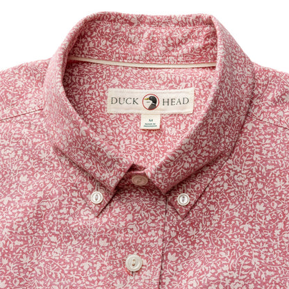 Duck Head Cotton Chambray Sport Shirt - Woodville Floral - Rosewood