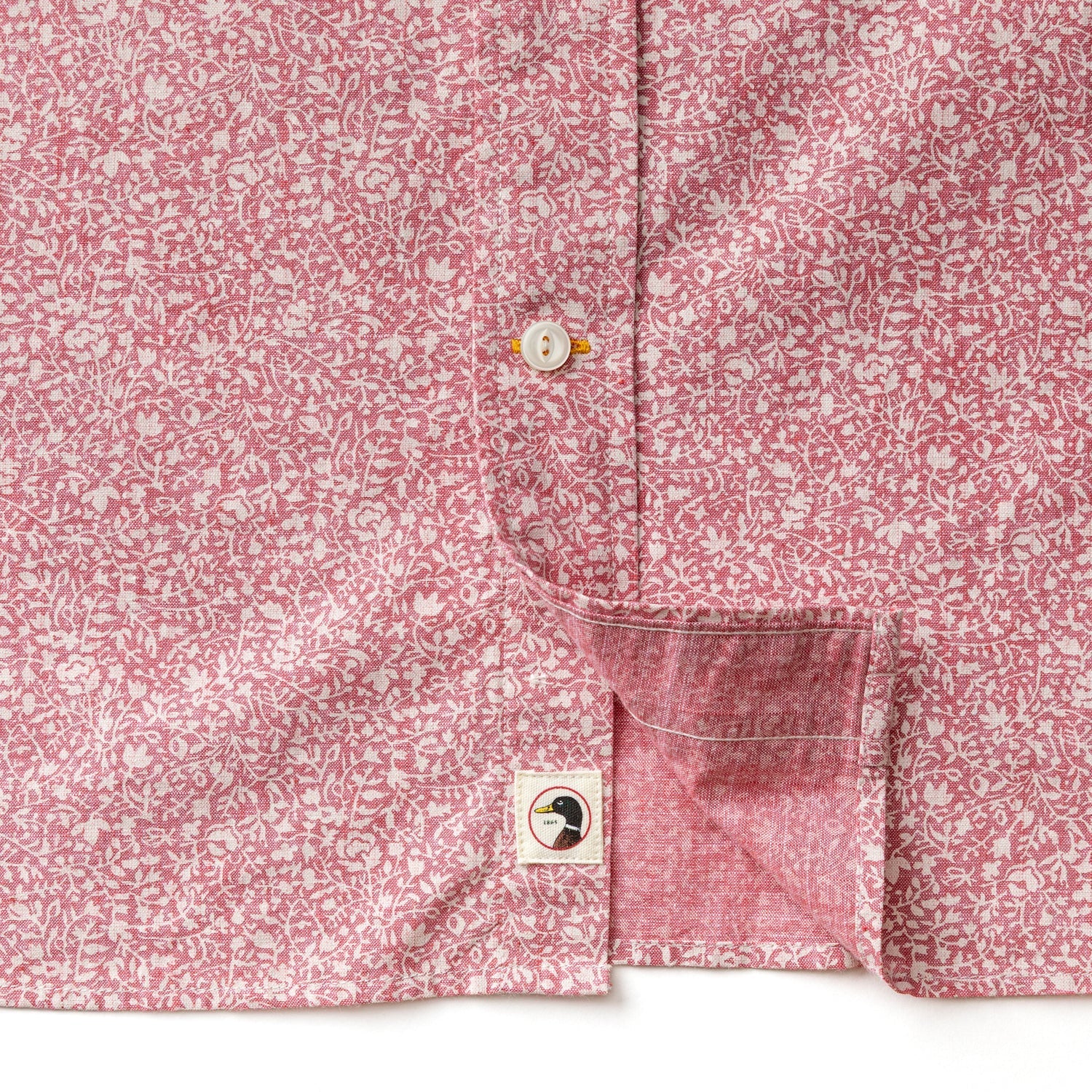 Duck Head Cotton Chambray Sport Shirt - Woodville Floral - Rosewood