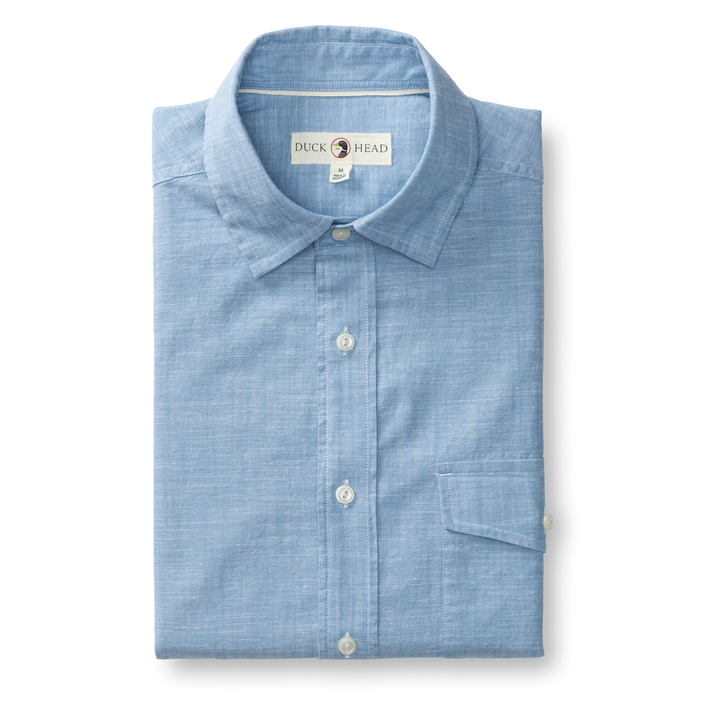 Duck Head Cotton Chambray Sport Shirt - Verona Solid - Sunwashed Blue