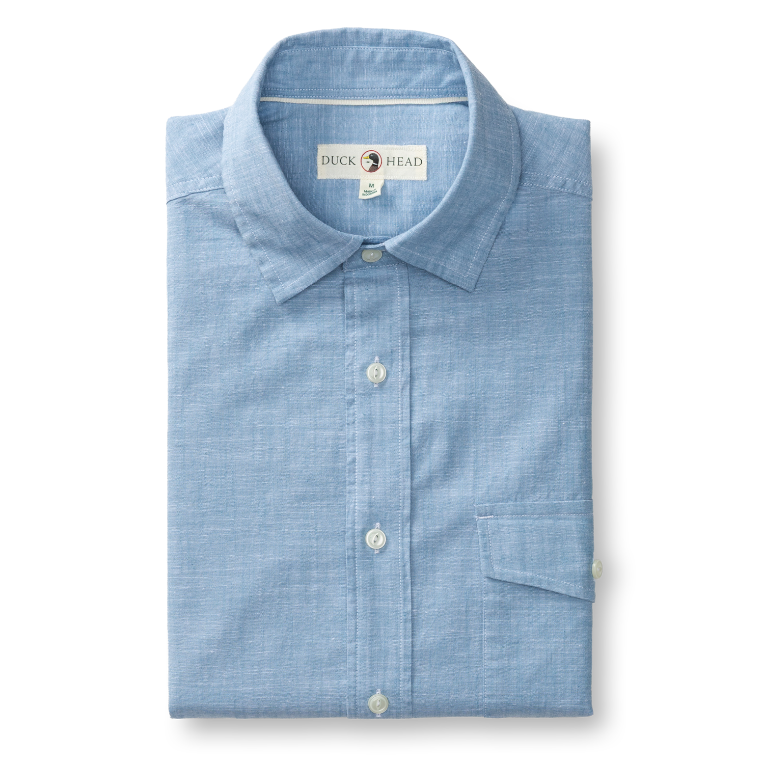 Duck Head Cotton Chambray Sport Shirt - Verona Solid - Sunwashed Blue