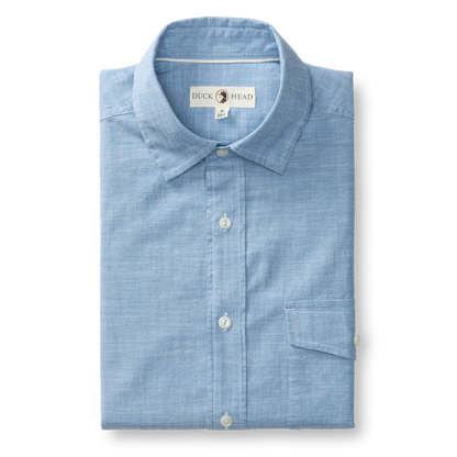 Duck Head Cotton Chambray Sport Shirt - Verona Solid - Sunwashed Blue