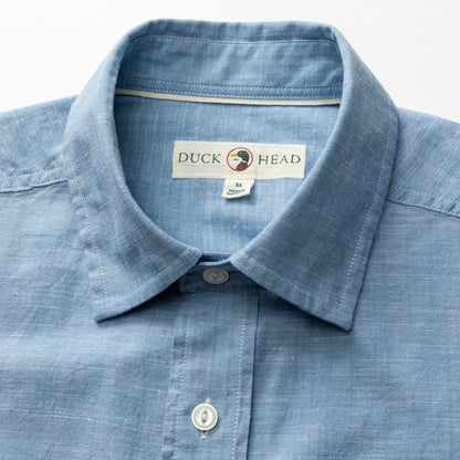 Duck Head Cotton Chambray Sport Shirt - Verona Solid - Sunwashed Blue