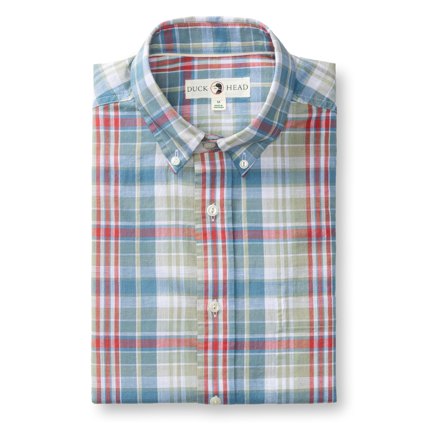Duck Head Cotton Chambray Sport Shirt - Thorne Plaid - Sunwashed Blue