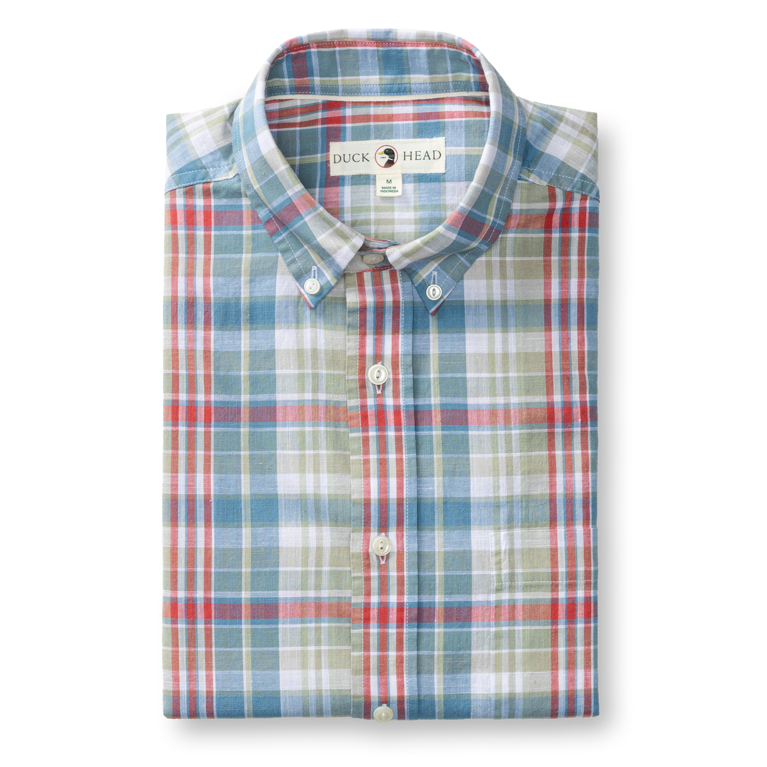 Duck Head Cotton Chambray Sport Shirt - Thorne Plaid - Sunwashed Blue