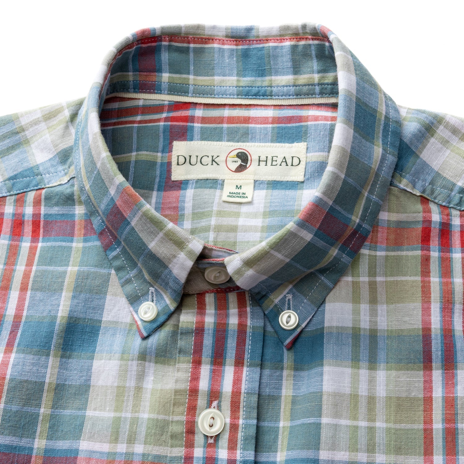Duck Head Cotton Chambray Sport Shirt - Thorne Plaid - Sunwashed Blue