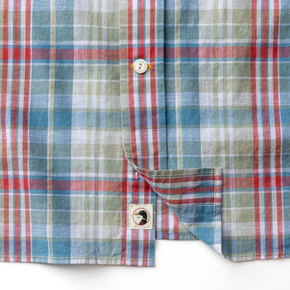 Duck Head Cotton Chambray Sport Shirt - Thorne Plaid - Sunwashed Blue
