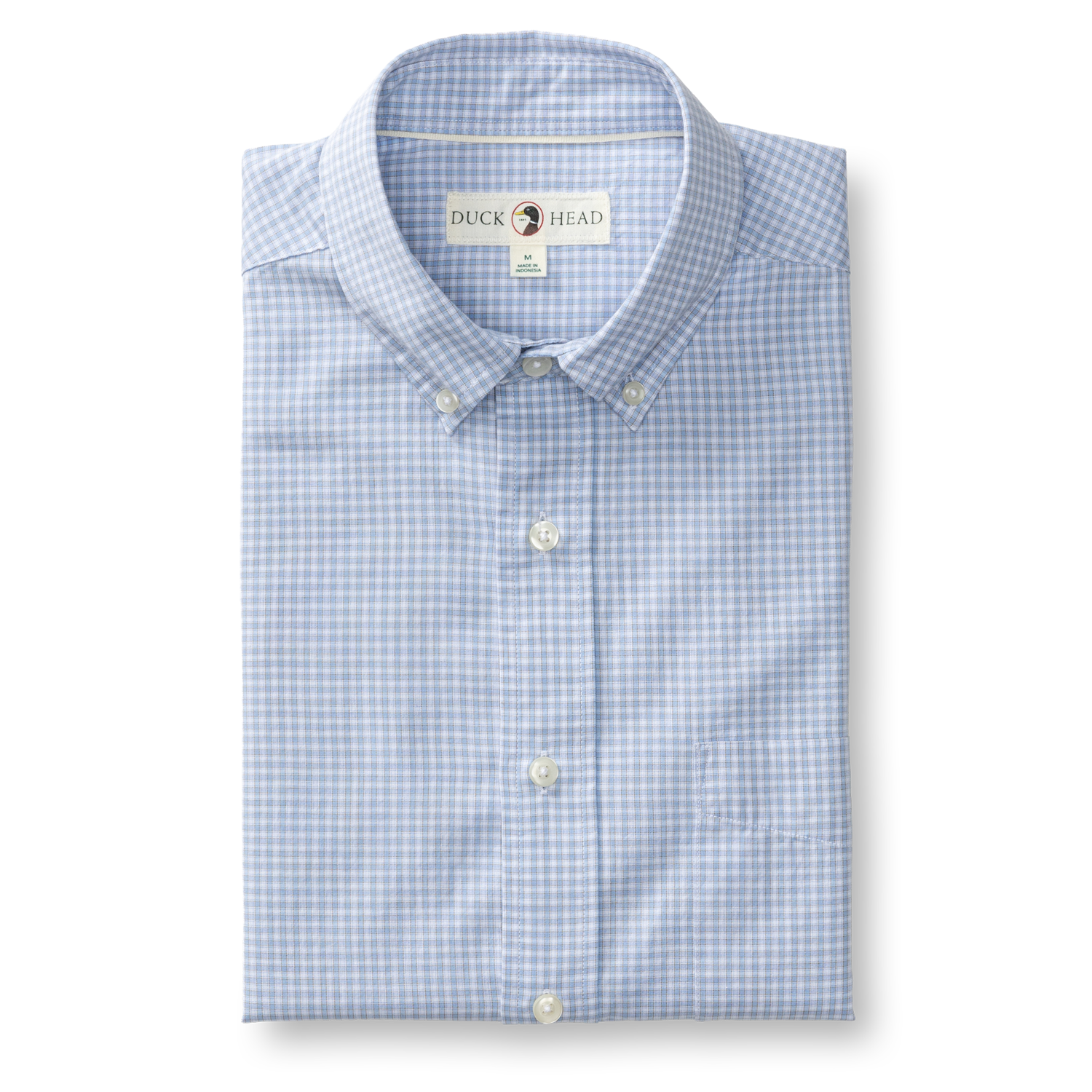 Duck Head Cotton Cashmere Poplin Sport Shirt - Brook Plaid - Serenity Blue