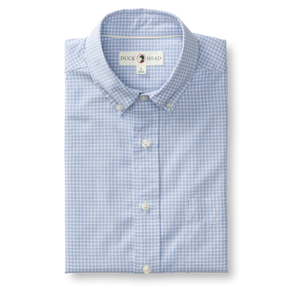 Duck Head Cotton Cashmere Poplin Sport Shirt - Brook Plaid - Serenity Blue